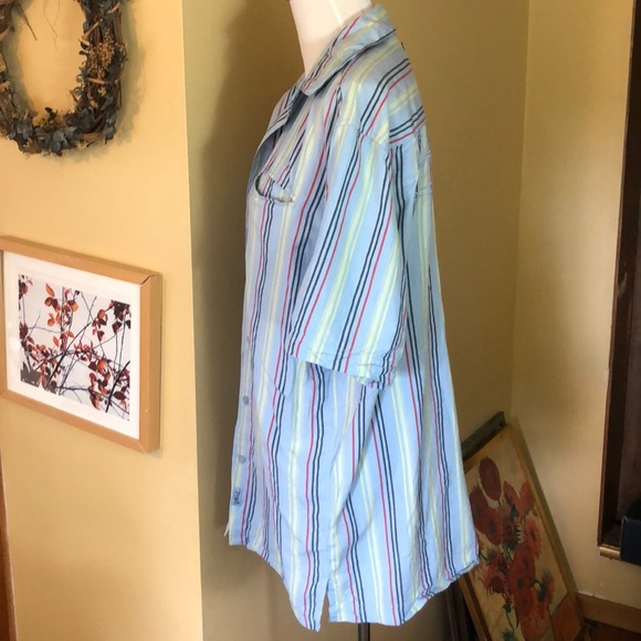 FUBU Size Large Button-Front Embroidered Logo on Back Striped Summer Spring - Picture 7 of 13